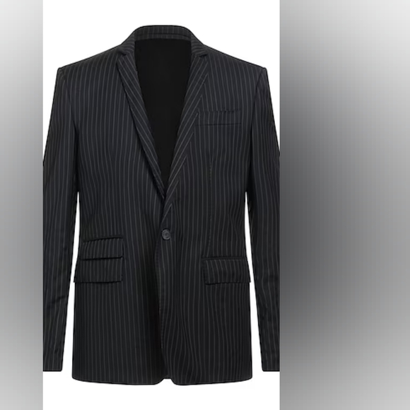 New+Tag Designer Suit Perry Ellis Portfolio Jacket Black Striped Blazer Mens 40r - Picture 1 of 7